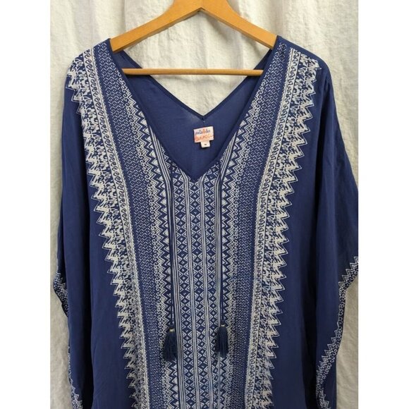 Stella & Dot Beach women's size medium navy blue beach cover up vacation pool I1 - Picture 3 of 7